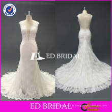 ED Bridal Exquisite Lace Appliqued Mermaid Floor Length Lace Robes de mariée 2017 Made In China